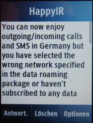 DTAC Call to dtac numbers prepaid SIM Karte, SMS mit Daten Roaming Info Deutschland 2016 auf einem Samsung GT–C3300K