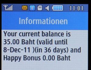 DTAC Happy Holiday SIM Karte, Startguthaben