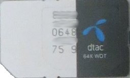 DTAC Smartphone prepaid SIM Karte, SIM Karte Rückseite