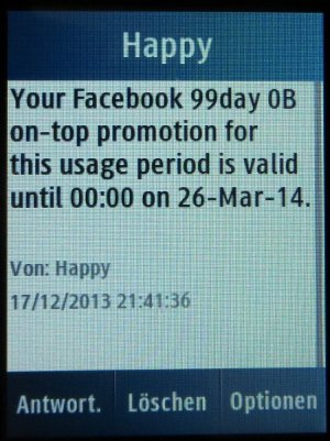 DTAC Smartphone prepaid SIM Karte, facebook® Promotion