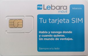 Lebara móvil, prepaid UMTS SIM Karte, Spanien, SIM Karte mit Kunststoffkartenhalter Rückseite