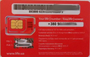 life:) prepaid SIM Karte Ukraine, SIM Karte im Kunststoffhalter Rückseite