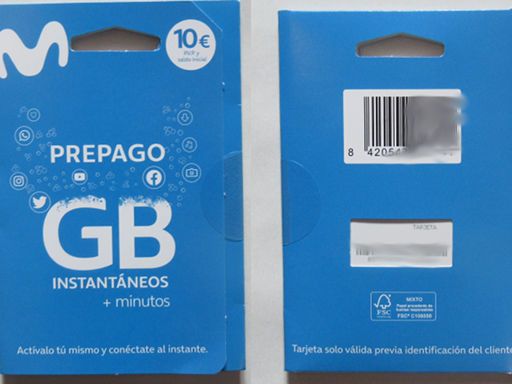 Movistar Prepago Plus - Total, prepaid SIM Karte, Spanien, Starterpaket Vorder– und Rückseite