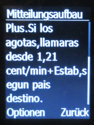 Movistar Prepago Plus - Total, prepaid SIM Karte, Spanien, zus&auml;tzliche Kosten Internationale Minuten auf einen doro® Primo&trade; 413