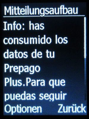 Movistar Prepago Plus - Total, prepaid SIM Karte, Spanien, Datenvolumen aufgebraucht auf einen doro® Primo&trade; 413