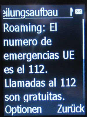 Movistar Prepago Plus - Total, prepaid SIM Karte, Spanien, Info Notrufnummer auf einem doro® Primo&trade; 413