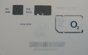 O2, prepaid UMTS SIM Karte, Slowakei, SIM Karte mit Kunststoffkarte Rückseite