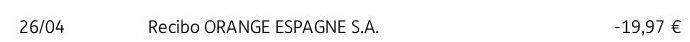 orange™ Base Datos 4G en casa, Vertrag, Spanien, Abbuchung 26. April 2023 ING Direct