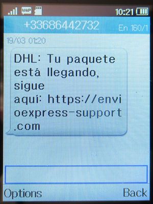 simyo prepaid SIM Karte Spanien, SPAM SMS im März 2024 auf einem Alcatel 2051X