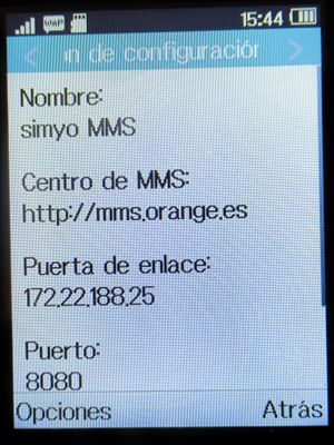 simyo prepaid SIM Karte Spanien, MMS Einstellungen auf einem Alcatel 2051X