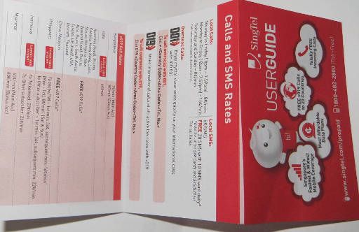 SingTel hi!, Singapore, prepaid SIM Karte, Bedienungsanleitung