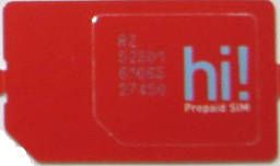 SingTel hi!, prepaid SIM Karte, Singapore Mini und Micro SIM UMTS Rückseite