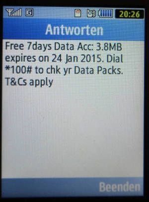 SingTel hi!, prepaid SIM Karte, Singapore, Gratis Datenpaket