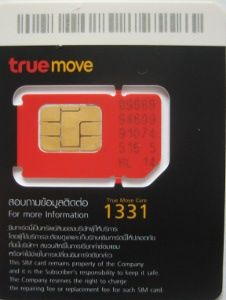 true move inter SIM prepaid for tourist, SIM Karte, Thailand, SIM Karte mit Kunststoffkarte Rückseite