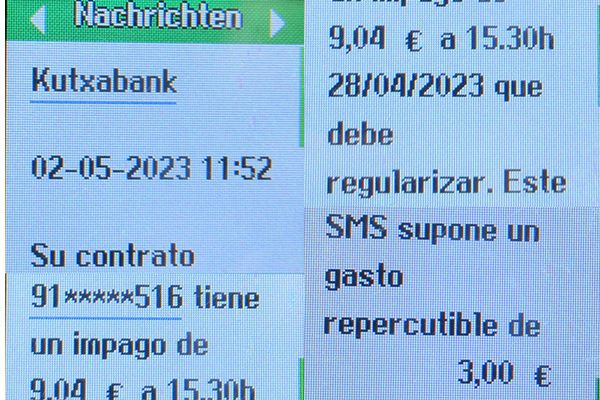 Vodafone Prepago S, prepaid SIM Karte, Spanien, Spam SMS auf einem Logicom Le Posh 178