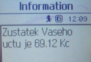 Vodafone Tschechische Republik, Guthabenanzeige auf dem Mobiltelefon