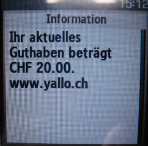 yallo prepaid SIM Karte, Schweiz, Guthaben Abfrage