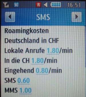 yallo prepaid SIM Karte, Schweiz, Roaming Info SMS in Deutschland