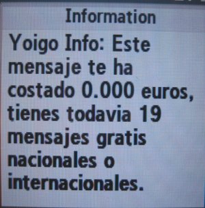 yoigo prepaid SIM Karte Spanien, Gratis SMS Info