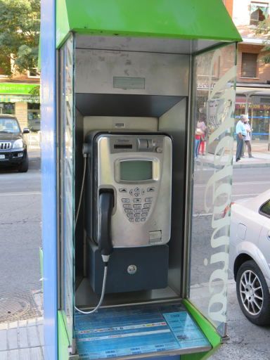 Telefónica Telecomunicaciones Públicas, prepaid Telefonkarte, Spanien, Telefonzelle in Madrid, Calle de José del Hierro U-3631