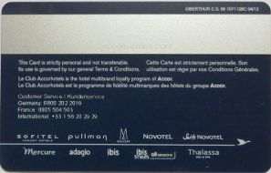 Le Club Accorhotels Card Platinum Status Rückseite