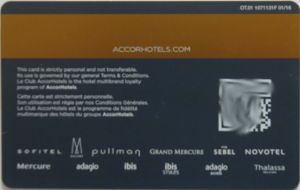 Le Club Accorhotels Card Gold Status Rückseite