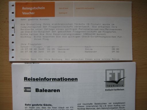 FTI Reisegutschein Voucher und Reiseinformationen Balearen