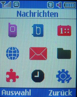 Samsung, Mobiltelefon, E1310B, Display mit Hauptmenü