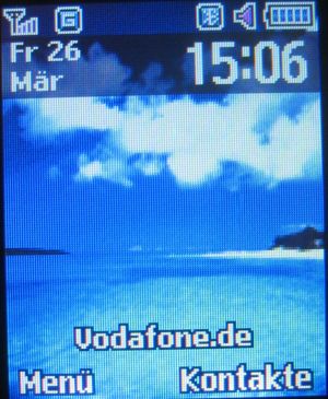 Samsung, Mobiltelefon, E1310B, Display mit Hintergrundbild