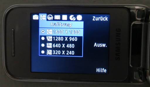 Samsung, Mobiltelefon, Digitalkamera, GT–C3590, Einstellung Bildauflösung