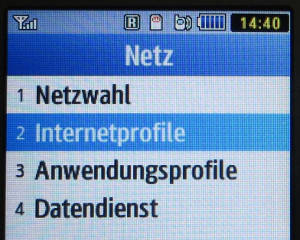 Samsung, Mobiltelefon, Internet, GT–C3590, Menü Netz mit Internetprofile