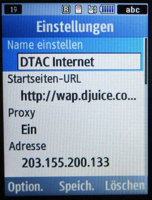 Samsung, Mobiltelefon, Internet, GT–C3590, Internetprofile Einstellungen