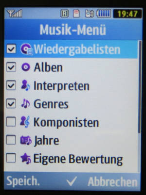 Samsung, Mobiltelefon, mp3 Player, GT–C3590, Musik–Menü