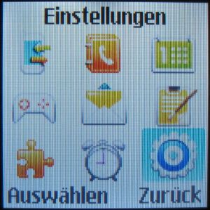 Samsung, Mobiltelefon, GT–E1080, Display mit Hauptmenü