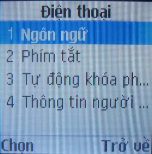 Samsung, Mobiltelefon, GT–E1085T, Display mit vietnamnesischer Schrift