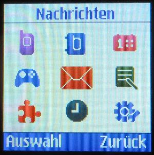 Samsung, Mobiltelefon, GT–E1120, Bildschirm mit Hauptmenü