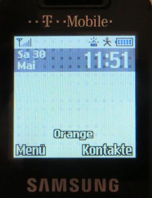 Samsung, Mobiltelefon, GT–E1120, Startbildschirm