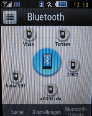 Samsung, Mobiltelefon, GT–S3650 Corby, Bluetooth® Geräte in der Umgebung