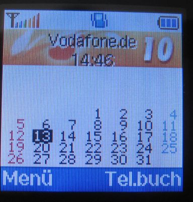 Samsung, Mobiltelefon, SGH–C260, Display mit Kalender