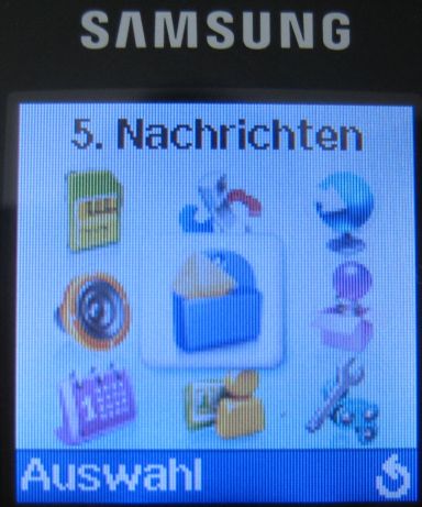 Samsung, Mobiltelefon, SGH–C260, Display mit Hauptmenü