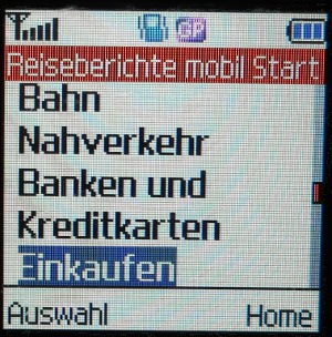 Samsung, Mobiltelefon, SGH–E600, WAP Browser mit http://wap.reiseberichte.bplaced.net