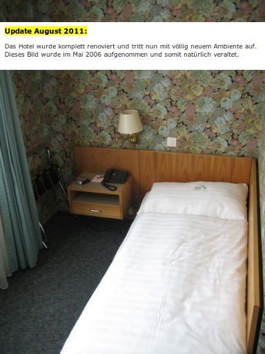 Hotel Krone, Zürich, Schweiz, Mai 2006, Einzelzimmer mit kleinem Bett