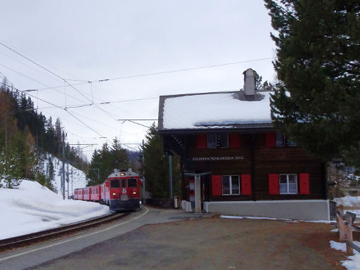 Sankt Moritz, Schweiz, Bahnstation Celerina / Schlarigna Staz