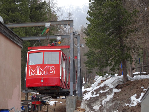 Sankt Moritz, Schweiz, Standseilbahn Muottas Muragl Wartungsarbeiten