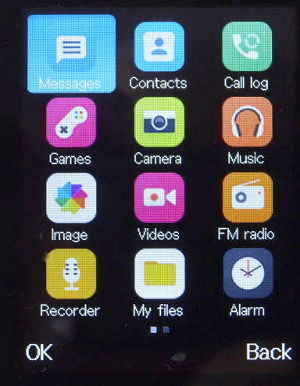 Mobiltelefon, Alcatel 2051X, 12 Anwendungen Icons