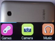 Mobiltelefon, Alcatel 2051X, Gehäuse Ansicht Vorderseite und Icons