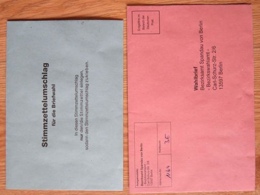 BRD Bundestagswahl 2017 Stimmzettelumschlag und Wahlbrief