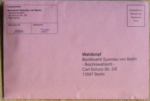 BRD Bundestagswahl 2017 Wahlbrief Gewicht 22 Gramm