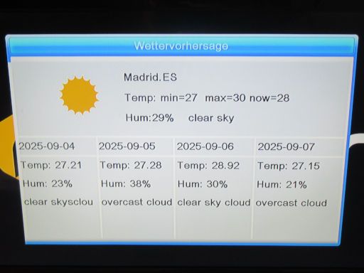 denver DVBS-206HD, Satelliten Receiver DVB-S2, Wettervorhersage über Internet