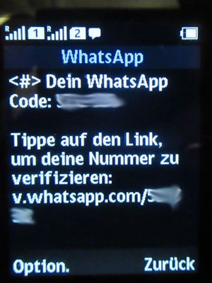 WhatsApp, SMS Nachricht mit Verifizierungscode auf einem Nokia 150 Dual SIM im August 2021